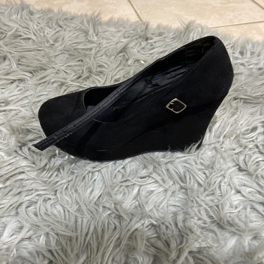 black covered heels